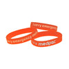 three medpac wristbands in different sizes with "I carry emergency medicine in a medpac" print